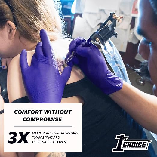 1st Choice Nitrile Gloves Medium, 3 Mil Indigo Nitrile Gloves Disposable Latex Free, Box of 100 Medical Gloves