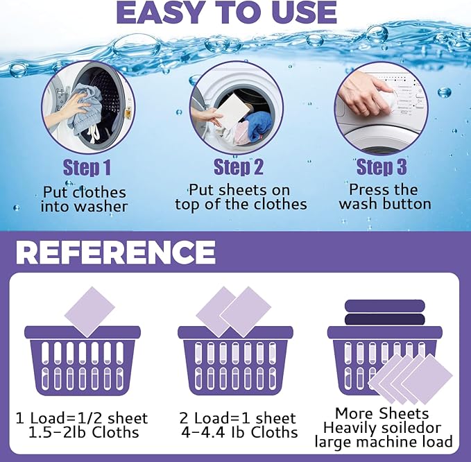 CROS 360 Loads Laundry Detergent Sheets Fresh Lavender Scent, for Travel, Home, Apartment,Dorm, Laundry Detergent Strips Eco Friendly, Hypoallergenic, Liquidless Washing Supplies