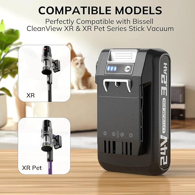 Keenstone 24V Battery for Bissell CleanView XR 4054 & XR Pet Stick Vacuum 3789U and 3797V Replacement Battery, 3200mAh Battery Compatible with Bissell Cordless Vacuum Cleaner