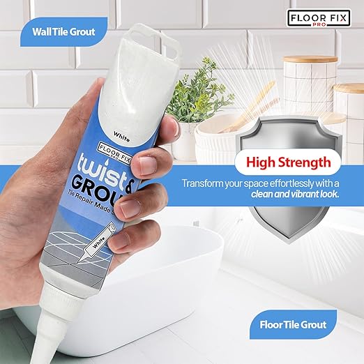 Floor-Fix Pro Twist & Grout Reviver – Premixed Tile Repair for Bathroom, Shower & Kitchen with Smoothing Tool (Light Gray, 8.8 Fl Oz)