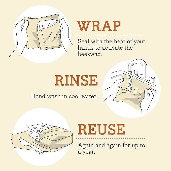 Bee's Wrap Beeswax Wraps for Food - Ocean 3 Pack (2M 1 Sandwich) Made in USA Reusable & Organic Food Wraps, Sandwich Wrap - Eco-Friendly Alternative to Aluminum Foil & Plastic Wrap