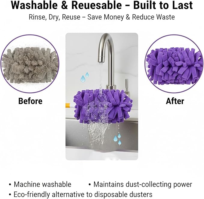 10pack Duster Refills Reusable for Swiffer, 360° Electrostatic Duster Refills, Washable Heavy Duty Dusters Refill, Reusable Cloth Cover Dust Collector for Both Wet and Dry Use (Yellow)