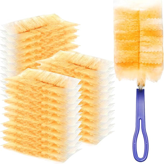 40 Count Duster Refills, Disposable Static Dust Removal Brush Replacement Head Compatible with Swiffer Duster Refills for Dusting Electronics Furniture Blinds Ceiling Fans, 1 Short Handle (Yellow)