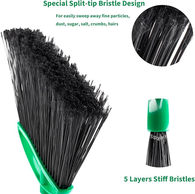 HileSwan 2 Pack Heavy Duty Brooms, 55" Long Handle Indoor Outdoor Angle Broom Set, Household Commercial Floor Cleaning, for Sweeping Home, Kitchen, Deck, Garage, Patio - Green