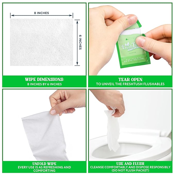 Venture Wipes FreshTush Flushables Scented - Premium Quality Personal Cleansing Wipes - Gentle on Sensitive Skin - Hygienic & Portable - Ideal for On-The-Go and Daily Use - 30 Count
