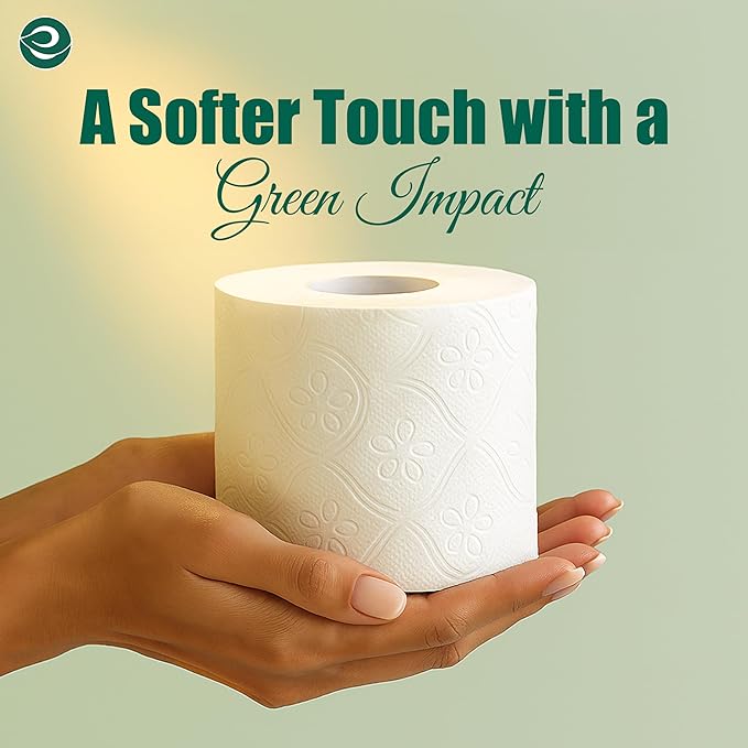Eco Soul Premium Bamboo Toilet Paper 3 Ply | 12 Mega Rolls | 300 Sheets Each | FSC Certified Hypoallergenic, Textured & Skin-Friendly Septic-Safe Soft Bathroom Tissue Eco-Friendly Chemical & Dye Free