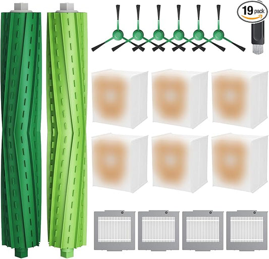 19-Pack Replacement Parts for iRobot Roomba Plus 504 Vac & Roomba Max 705 Vac Robot Vacuum, 504/705 Accessories Kit Include 2 Roller Brushes, 6 Dust Bags, 4 Filters, 6 Side Brushes, 1 Cleaning Brush
