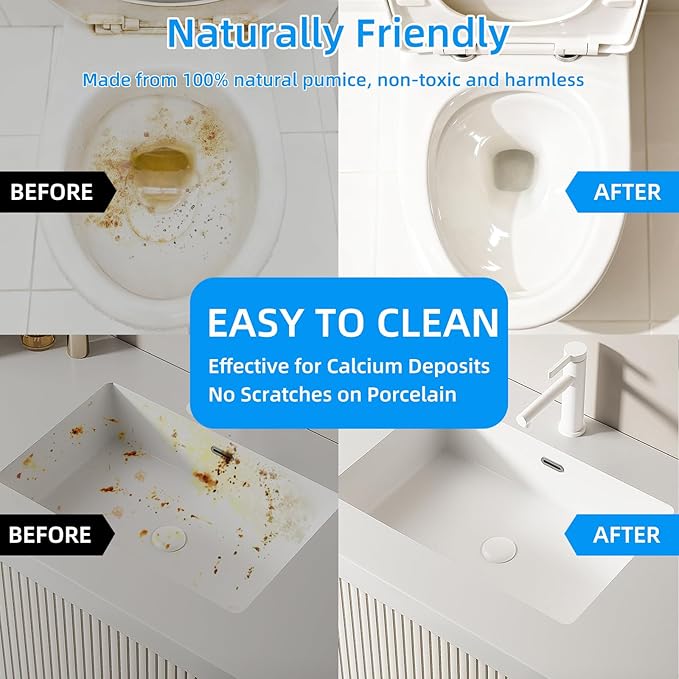 LZLOOK Toilet Pumice Stone for Cleaning, Toilet Bowl Pumice Stone, Extra Long Handle Toilet Bowl Cleaners for Removing Hard Stain Lime. Ideal for Toilet Bathroom Sink Grill Pool(2 Pack White)