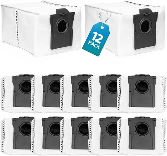 12 Pack Vacuum Bags Compatible with Dreame X50 Ultra/X40 Ultra/X30 Ultra/L50 Ultra/L40 Ultra/L10s Ultra Gen 2/L10s Pro Ultra Robot Vacuum Cleaner, 3.2L Large Capacity Dust Bag Accessories