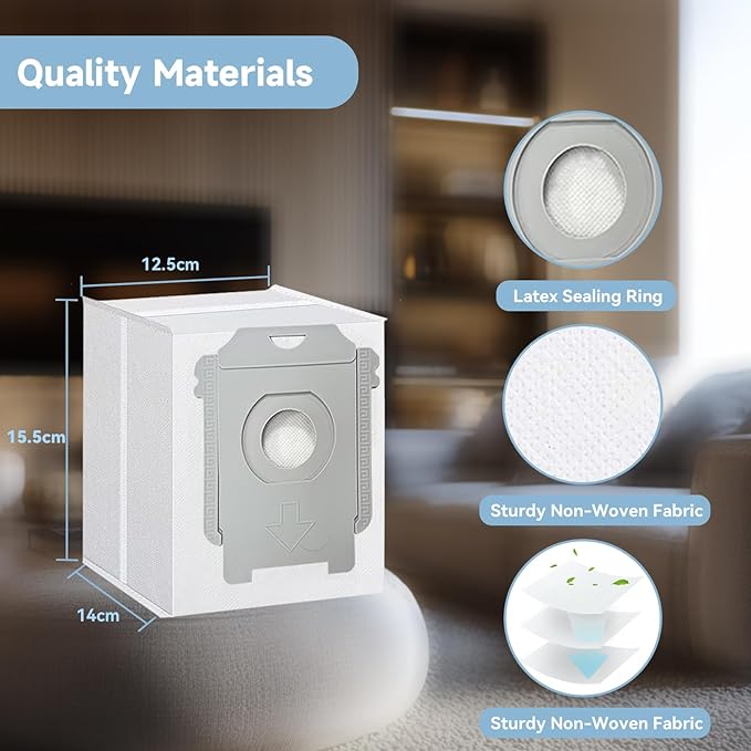 WAIKAS 6 Pack Vacuum Bags for iRobot Roomba j9+, j7+, j5+, i5+, j6+, i3+, i4+, i8+, s9+, and Other i/s/j Series Clean Base Automatic Dirt Disposal Bags Replacement Parts
