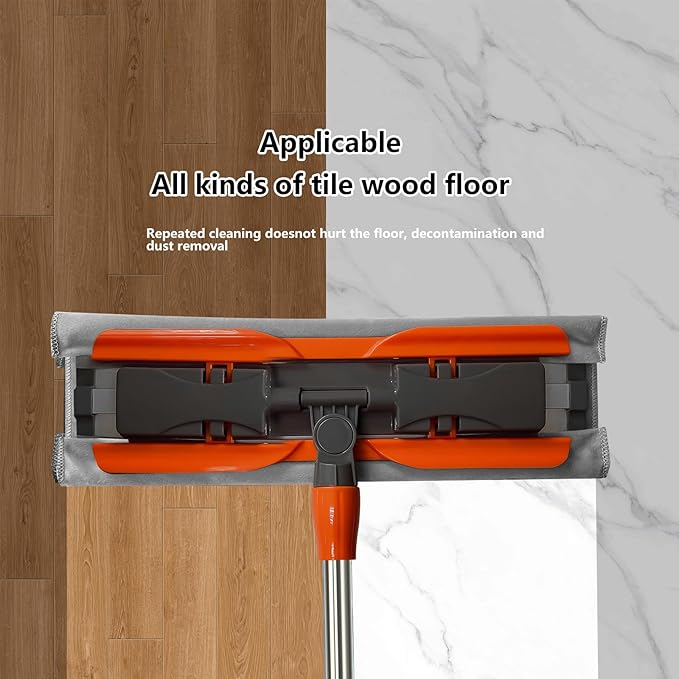 57-inch professional-grade microfiber flat mop with stainless steel telescopic handle and 4 washable cleaning pads, specifically designed for floor cleaning—an essential choice for household cleaning.