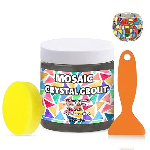 OOTDART Mosaic Crystal Grout, Mosaics Tile Tools, Mosaic Tile Accessories – Essential for Handmade Grouting and Perfect for DIY Craft Projects (Gray, 4.5oz)