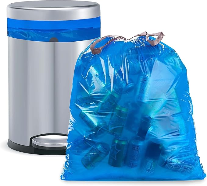 Ultrasac 10 Gallon 0.9 MIL Blue Drawstring Trash Bags - 16.5" x 28.5" - Pack of 648 - Fits simplehuman D
