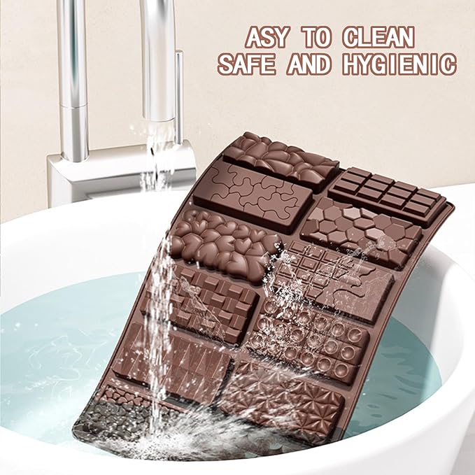 2Pcs Chocolate Bar Mold，12 Cavities Non-Stick Chocolate for Stuffed Pistachio Bars， Silicone Molds For Baking，Break Apart Candy Molds for Cake Decorations