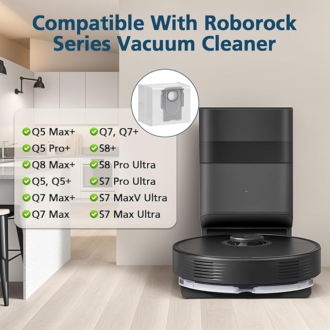 24 Packs Q10 Q7 Q5 Bag Replacement for Roborock Q10 S5+, Q7 M5+, Q5 Max+, 3.6L Vaccum Bag for Q10 X5+, Q5, Q5+, Q5 Pro+, Q8 Max+, Q7, Q7+, Q7 Max+, S8+, S8 Pro Ultra, S7 Pro Ultra, S7 MaxV Ultra