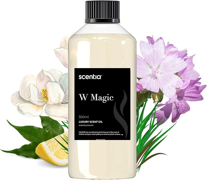 Scentia W Magic Hotel Diffuser Refill Oil Inspired by W Signature Hotel - 500 mL 16.9 fl oz - Fragrance Oil Blend Bergamot, Lemongrass & Jasmine for HVAC Diffuser