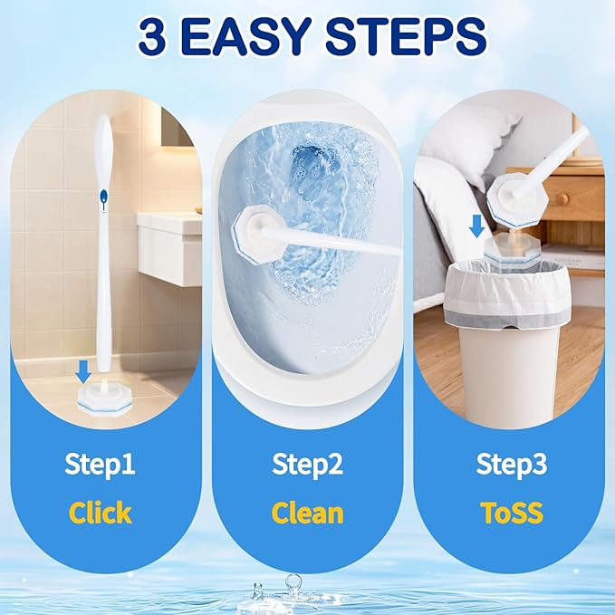 SVPSNUMSI 60 Count Disposable Toilet Wand Refills for Toilet Wand, 5X Cleaning Power Scrubber Refill, Bathroom Cleaning Supplies, No Falling Apart, Fresh Fragrance