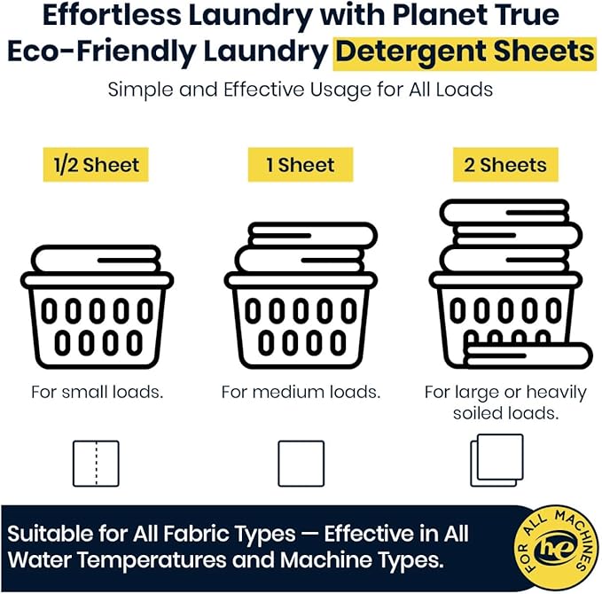 Eco-Friendly Laundry Detergent Sheets – 100 Loads (50 Sheets) Fresh Scent – Concentrated, Quick-Dissolve, Travel-Friendly & Hypoallergenic – No Phosphate, Bleach or Dyes