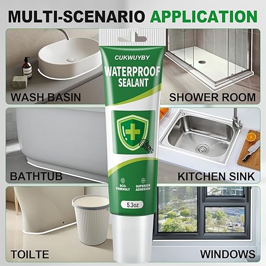 15.6 Oz Silicone Caulk (3 Pack 5.2 Oz) Squeeze Tube Waterproof Silicone Sealant for Kitchen Bathroom Stronger Adhesion White Caulk for Window Toilet Sink Caulking Sealant with Tape and Scraper