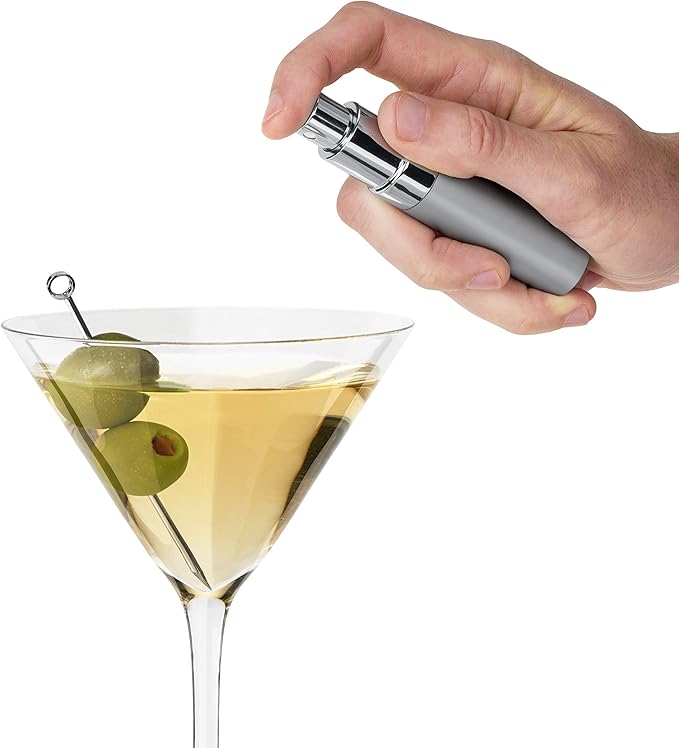 True Martini Atomizer Bar Mister, 15ml Capacity Vermouth Sprayer for the Perfect Dry Martini, Cocktail Mist Sprayer for Whiskey, Absinthe, Bitters & Aromatics, Refillable Glass Canister with Funnel