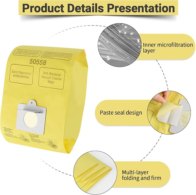 Vacuum Cleaner Bags Fit for Kenmore Canister Type C/Q 50555 50557 50558 and Type C-5, 10PCs By Improvedhand