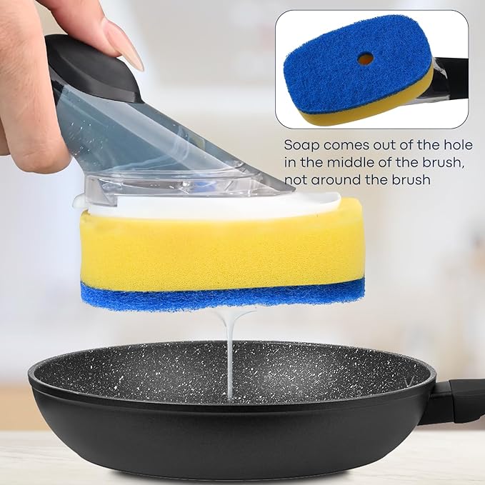 Sponge Brush Refills for OXO Dish Brush, 8 Pack Soap Dispensing Dish Refills, Scrub Replacement Head for Scrubber, Sponge Replacement Head Fits Soap Dispensing Handle