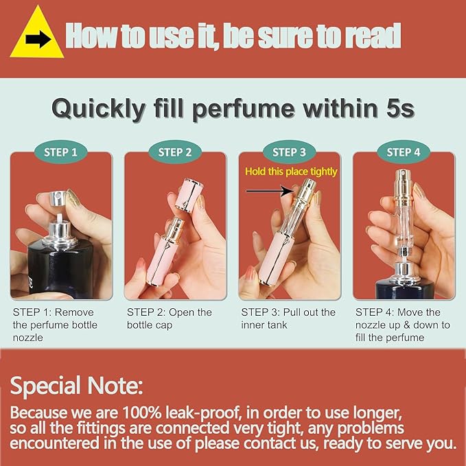 Travel Perfume Bottle Refillable,Perfume Travel Refillable Mini Spray Bottles Leather Cologne Dispenser, Portable Empty Spray Bottle Cologne Dispense Filling Atomizer 5ml (Silvery)