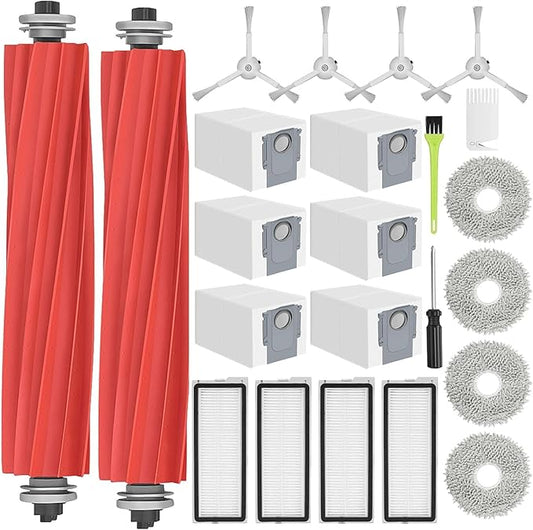 RUKHOOL Qrevo S Replacement Accessories for Roborock Qrevo S/Qrevo Pro/Qrevo Plus/QRevo MaxV Replacement Parts for Qrevo S Accessory Kit 2 Main Brushes 6 Dust Bags 4 Filters 4 Mop Pads 4 Side Brushes