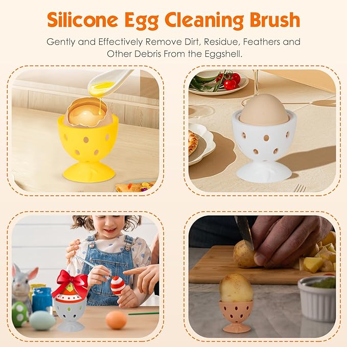 Egg Brush Cleaner, Egg Cleaner for Fresh Eggs, Cute Chick Shaped Egg Wash and Brush, Washing Egg Tool for Standard Sized Eggs (Pink)
