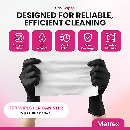 Metrex CaviWipes1 Surface Disinfectant Towelettes – Durable Non-Woven Disinfecting Wipes for Hard, Non-Porous Surfaces, Pre-Saturated with CaviCide1 – 6" x 6.75", 160 Wipes per Canister (Pack of 1)