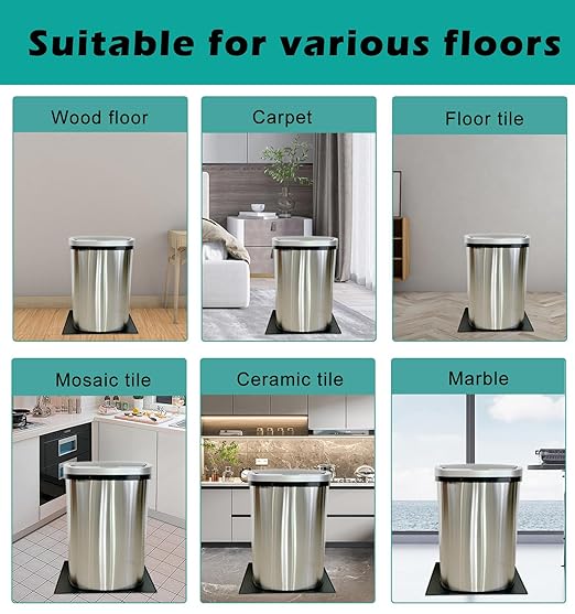 Trash Can Mat 2 Pack, Waterproof Raised Edge Silicone Under Garbage Can Mat, 11.8" X18.9" Non-Slip Trash Can Pad for Kitchen Office Bedroom Reduce Floor Carpet Wall Scratches, Black