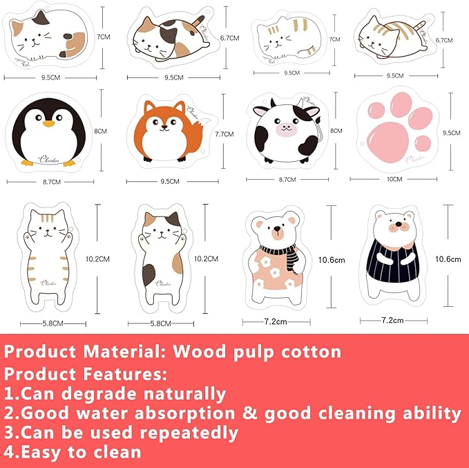 Cartoon Sponges Kitchen，Non Scratch Sponges，Safe Cleaning Supplies for Kitchen、Bathroom & More，Household Cleaning Sponges，Wood Pulp Cotton Sponge，Sponges for Dishes（3 Count）