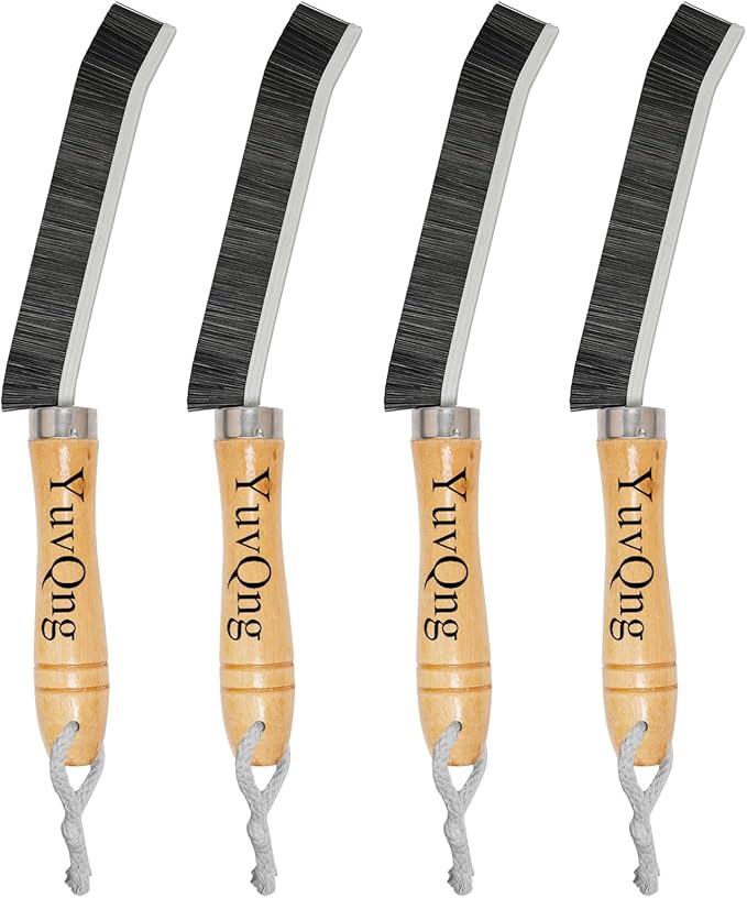 YuvQng 4-piece set Crevice Cleaning Brush - Multifunctional Hard Bristle Cleaning Brush for Bathroom, Kitchen, Car, Window, Faucet, Toilet & Grout - Durable Household Cleaning Tools Essentials (Black)