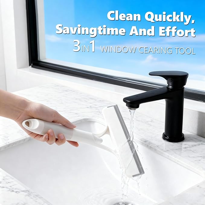 3 in1 Window Cleaner Squeegee，Window Squeegee with Spray Bottle，Best Window Spray Squeegee for Car,Kitchen,Home Windows