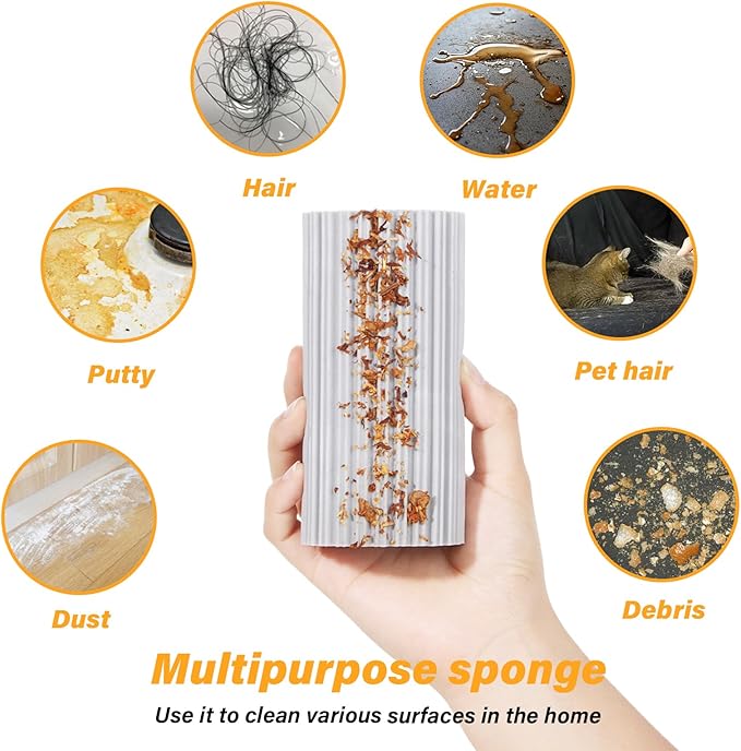 2-Pack Damp Clean Duster Sponge, Magic Sponge Eraser Baseboard Cleaner Tool, Dusters for Cleaning Blinds, Glass, Vents, Railings, Mirrors,Window Track Grooves and Faucets
