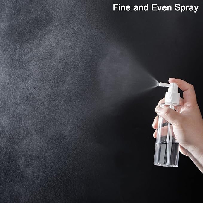 Yebeauty Clear 4 Pack 5oz 150ml Reusable Travel Spray Bottles Plastic Small Spray Bottle Empty with Tight Cap Long Mouth Sprayers Atomizer for Plants Gardening Perfumes Cosmetics