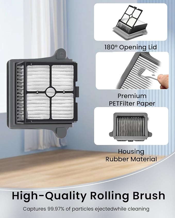 (7pcs) HEPA Filters & Brush Rollers Replacement Parts Kit Only Compatible For Tineco Floor ONE S7 Pro Wet Dry Vacuum Cleaner, Replacement Parts Accessories Kit Inclue 3 Vacuum Filter, 3 Brush Rollers