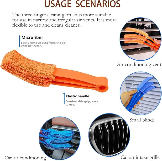 Blind Cleaner Duster Tool, Blinds Cleaner Tool, Extra Washable Blind Duster Sleeve - Microfiber Louver Cleaning Tool for Vents, Air Vent Cleaner and Dusting(2-Pack)