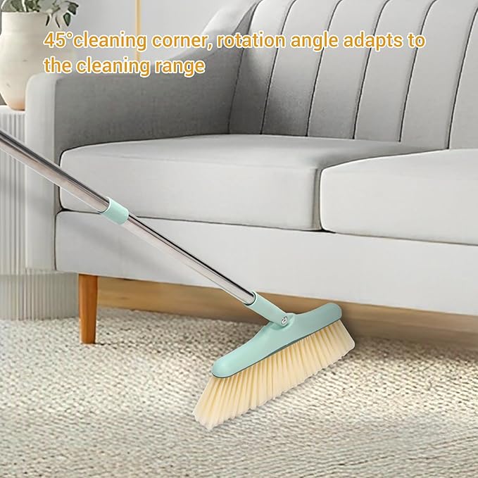 Sayene Broom and Dustpan Set,Long Handle Broom and Dustpan Set,Broom with Stand Up Dustpan Combo Set,for Home, Office, Lobby(Coffce)