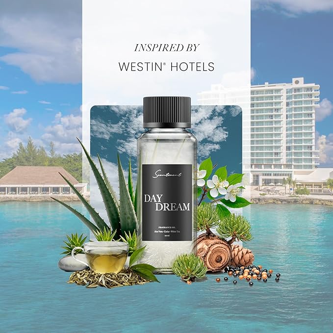 Scentiment Diffuser Oil - Day Dream | Inspired by Westin® Hotel White Tea Scent | Aromatherapy Home Fragrance| Luxurious Scent with Notes of Aloe Vera, Cedar, White Tea (20ml)