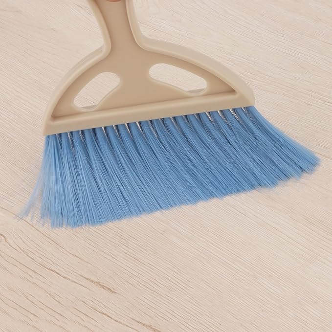 Brosay Mini Dustpan and Brush Set Portable Small Broom with Dust Pan Handheld Hangable Whisk Broom and Dust Pan for Home, Kitchen, Table, Office, Car 1 Pcs (Blue)