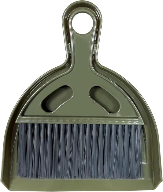 NBGYTECH Mini Broom and Dustpan Set Small Broom with Dustpan Combo Set Portable Cleaning Tools for Home Office RV Learning Camping (Olive Green)