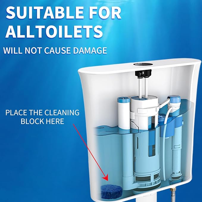 Bayimkleenr Automatic Toilet Cleaner Tablets, Septic Tank Safe, Removes Hard Water Rings and Stains, Deodorizes, Fresh Scent Toilet Tank Cleaner for Bathroom-(12 PACK)
