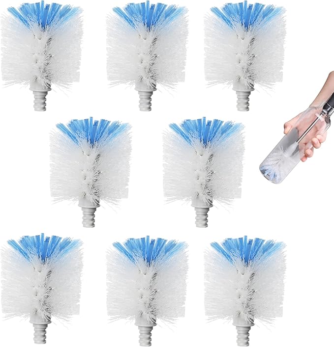 Bottle Brush Refill, 8 Pack Bottle Brush Replacement Head for OXO Bottle Brush, Dual Bristle Design for Water Bottles, Glasswares, Baby Bottles