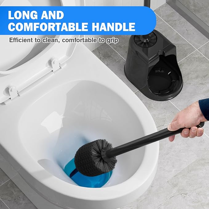 Toilet Plunger and Brush Set, Bowl Brush and Heavy Duty Toilet Brush with Ventilated Holder, 2-in-1 Toilet Brush and Plunger Combo for Bathroom Deeply Cleaning