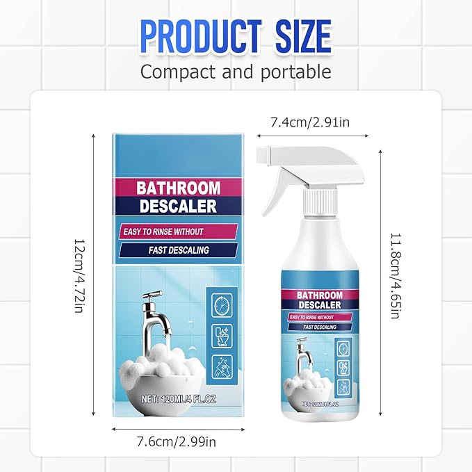 Bathroom Descaler Foam Cleaner, 2025 New Bathroom Descaler, Stubborn Stains Cleaner, All Purpose Bathroom Cleaner Spray for Home Kitchen, 4Floz/120ml (1)