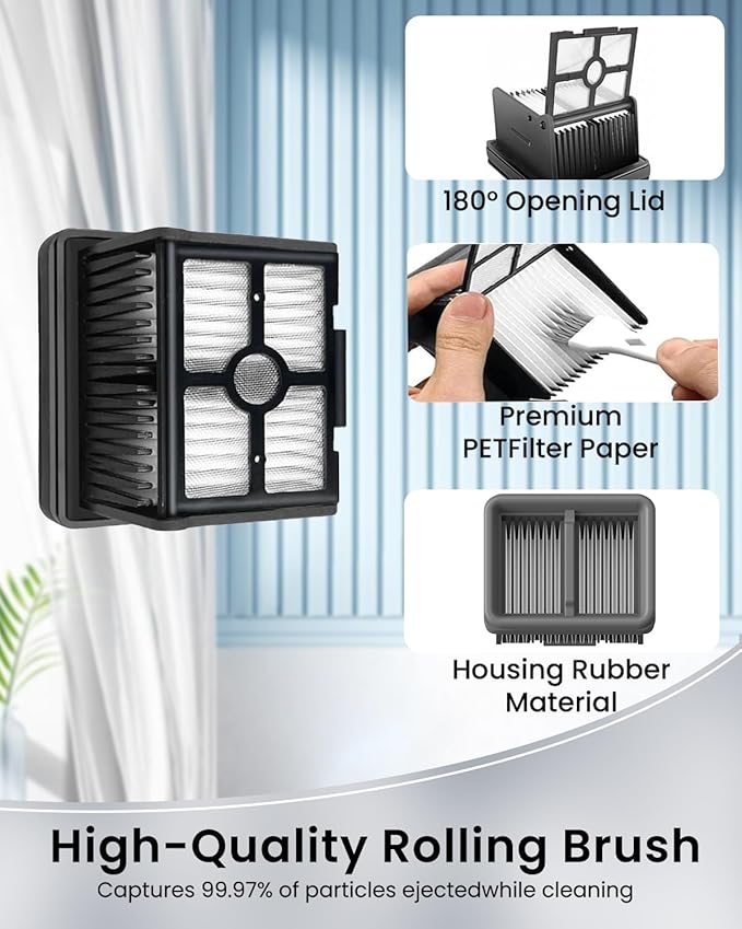 (7pcs) HEPA Filters & Replacement Brush Rollers Compatible For Dreame H12 Pro/ H12 Dual Wet Dry Vacuum Cleaner, Replacement Parts Accessories Kit Inclue 3 Vacuum Filter, 3 Roller Brush