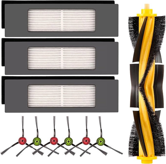 N10 Replacement Parts for Robot Vacuum Ecovacs DEEBOT OZMO N10 N10 Plus 920 950 T8 AIVI Max T9 T5 N5 N7 N8+ N8 Pro Plus Robot Vacuum Accessories, 1 Main Roller Brush, 3 HEPA Filters, 6 Side Brushes