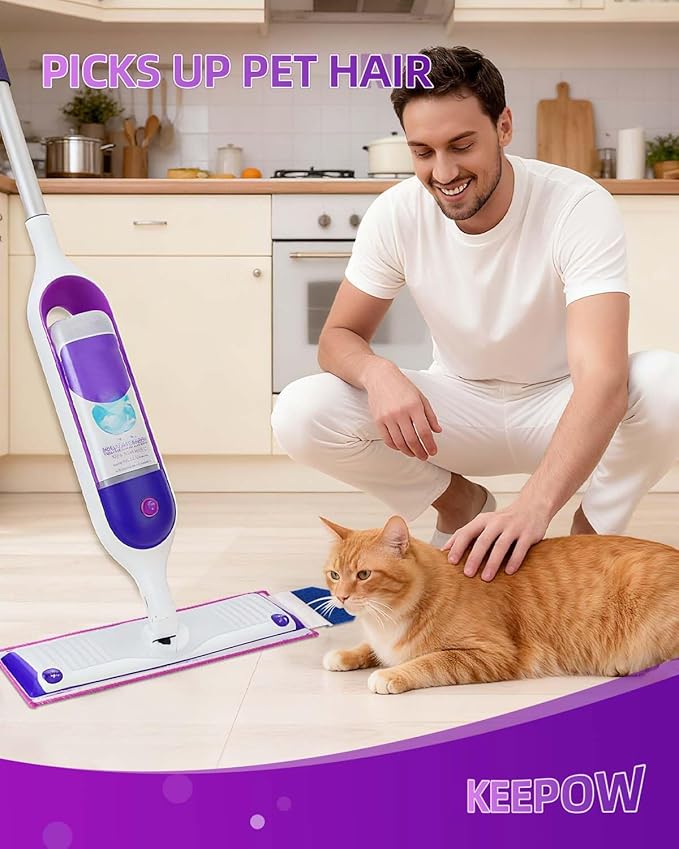 KEEPOW Power Mop Pads Compatible with Swiffer PowerMop Mop Refills with Scrubbing Pads 8pcs Microfiber Wet Mops Refills Reusable PowerMop Pads Refill Deep Cleaning Hard Floor Mop Pads Replacement