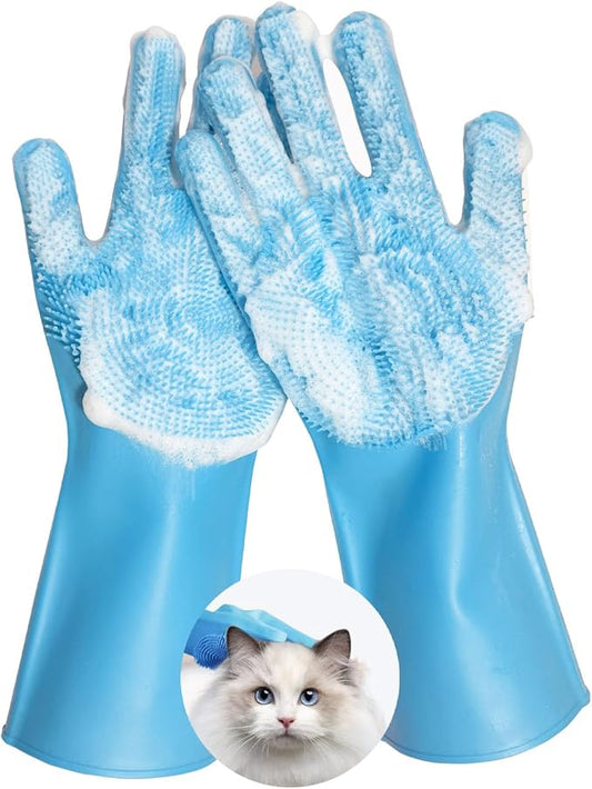 Anazzly pte Grooming Gloves: Bite-Resistant Pet Bathing Glove with Anti-Slip Particles, Wet and Dry use, Safe for All Ages. Great as Dog Brush Glove and Cat Gloves for Grooming